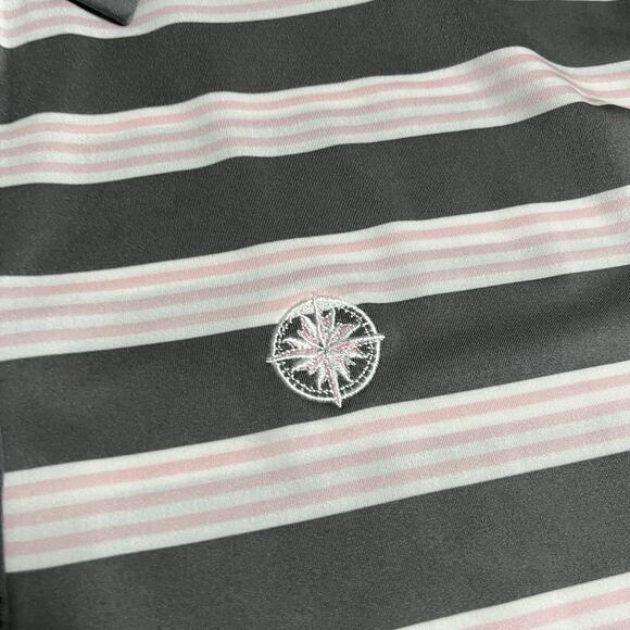 Footjoy Polo Shirt Mens L Stripe Performance Stretch Lightweight Golf Club Logo - Picture 5 of 12